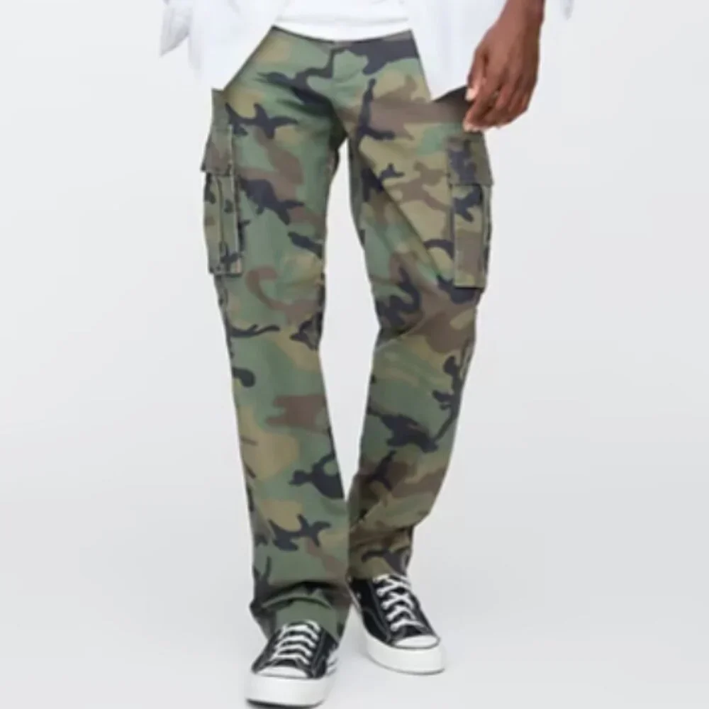Men's GapFlex Essential Straight Cargo Pants, Green Camo, 32Wx28L, EUC